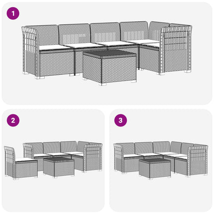 5-personers Havemøbel Sofa med Hynder Rattan Look PP Hvid