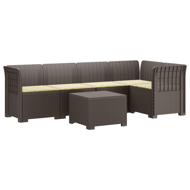 5-personers Havemøbel Sofa med Hynder Rattan Look PP Lysegrå