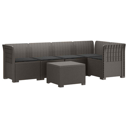 5-personers Havemøbel Sofa med Hynder Rattan Look PP Lysegrå