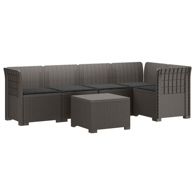 5-personers Havemøbel Sofa med Hynder Rattan Look PP Lysegrå