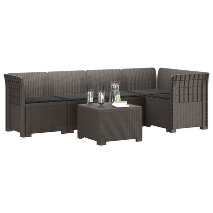 5-personers Havemøbel Sofa med Hynder Rattan Look PP Lysegrå