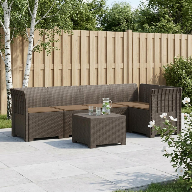 5-personers Havemøbel Sofa med Hynder Rattan Look PP Lysegrå