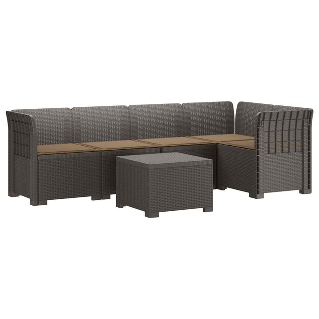 5-personers Havemøbel Sofa med Hynder Rattan Look PP Lysegrå
