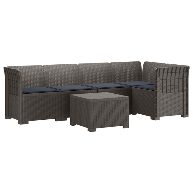 5-personers Havemøbel Sofa med Hynder Rattan Look PP Lysegrå