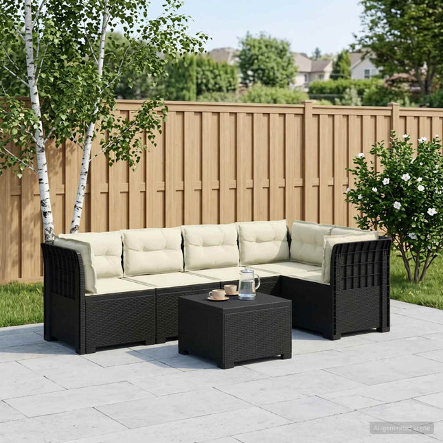 5-personers Havemøbel Sofa med Hynder Rattan Look PP Antracit