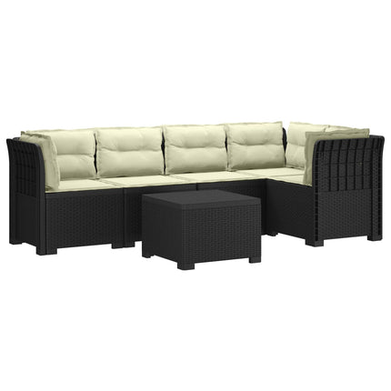 5-personers Havemøbel Sofa med Hynder Rattan Look PP Antracit