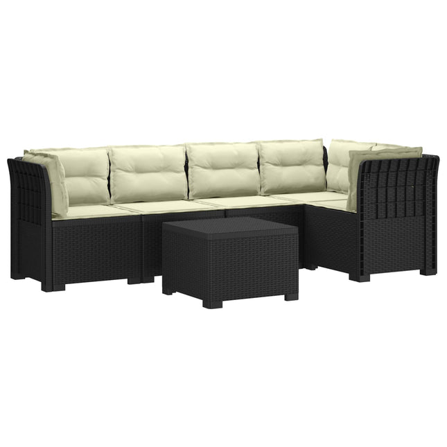 5-personers Havemøbel Sofa med Hynder Rattan Look PP Antracit