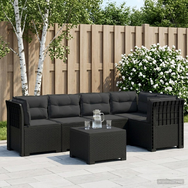 5-personers Havemøbel Sofa med Hynder Rattan Look PP Antracit