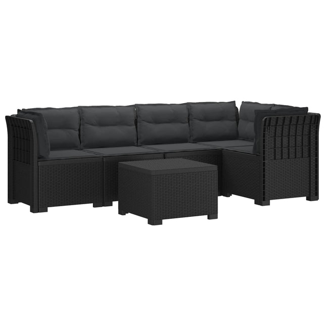 5-personers Havemøbel Sofa med Hynder Rattan Look PP Antracit