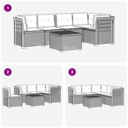 5-personers Havemøbel Sofa med Hynder Rattan Look PP Antracit