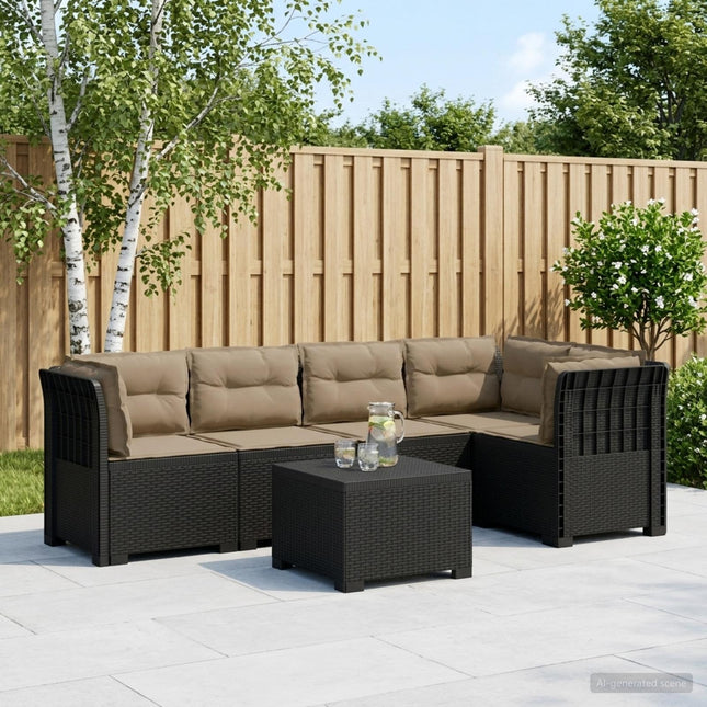 5-personers Havemøbel Sofa med Hynder Rattan Look PP Antracit