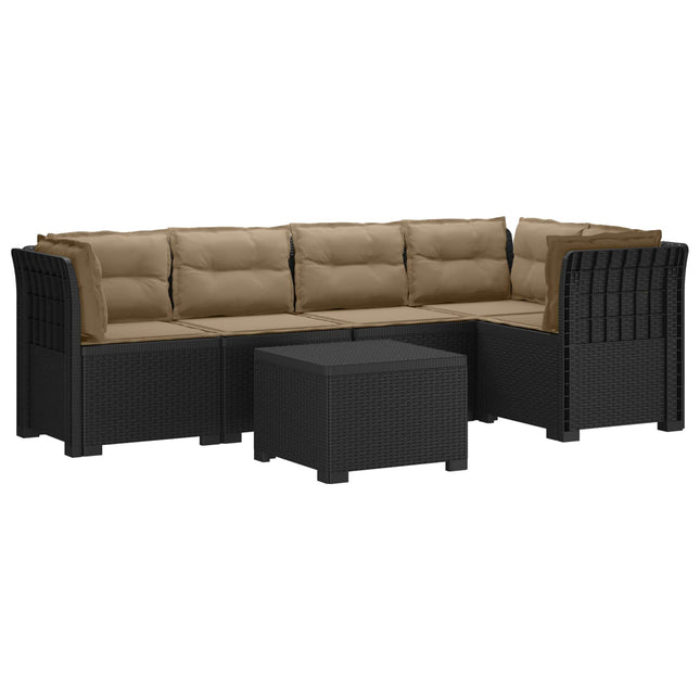 5-personers Havemøbel Sofa med Hynder Rattan Look PP Antracit