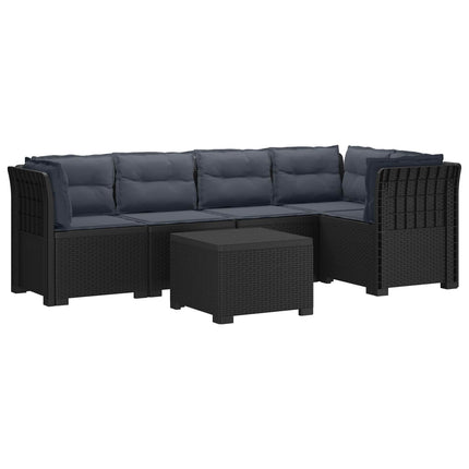 5-personers Havemøbel Sofa med Hynder Rattan Look PP Antracit