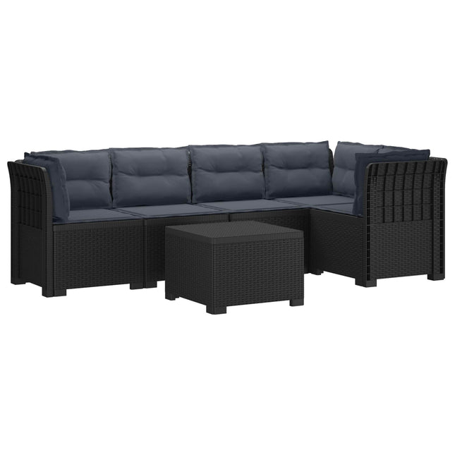 5-personers Havemøbel Sofa med Hynder Rattan Look PP Antracit
