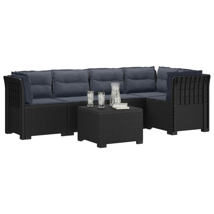 5-personers Havemøbel Sofa med Hynder Rattan Look PP Antracit
