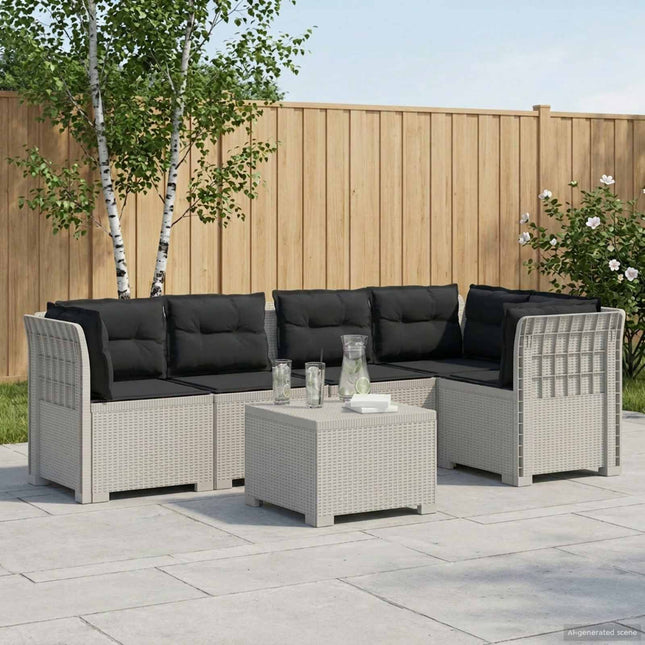 5-personers Havemøbel Sofa med Hynder Rattan Look PP Hvid