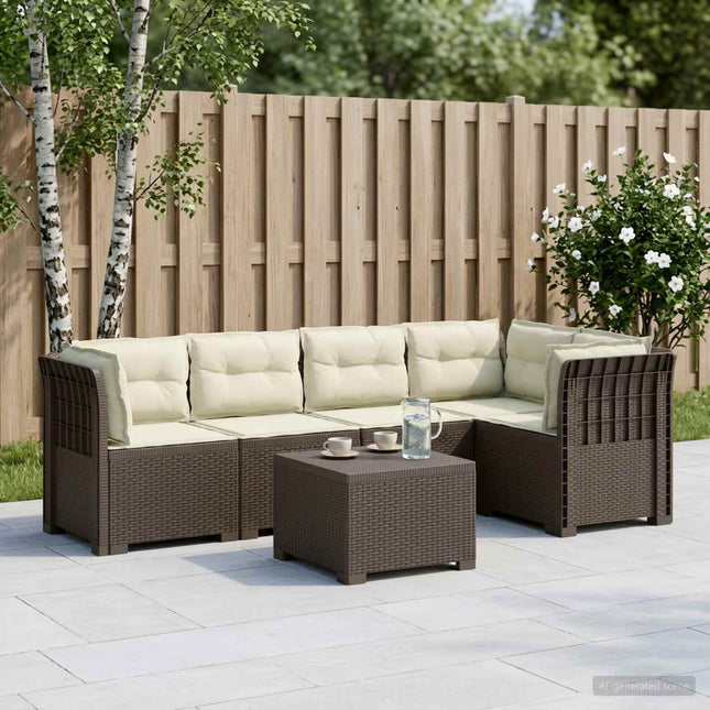 5-personers Havemøbel Sofa med Hynder Rattan Look PP Lysegrå