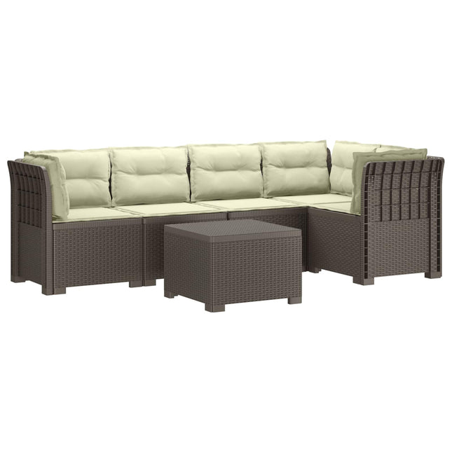5-personers Havemøbel Sofa med Hynder Rattan Look PP Lysegrå