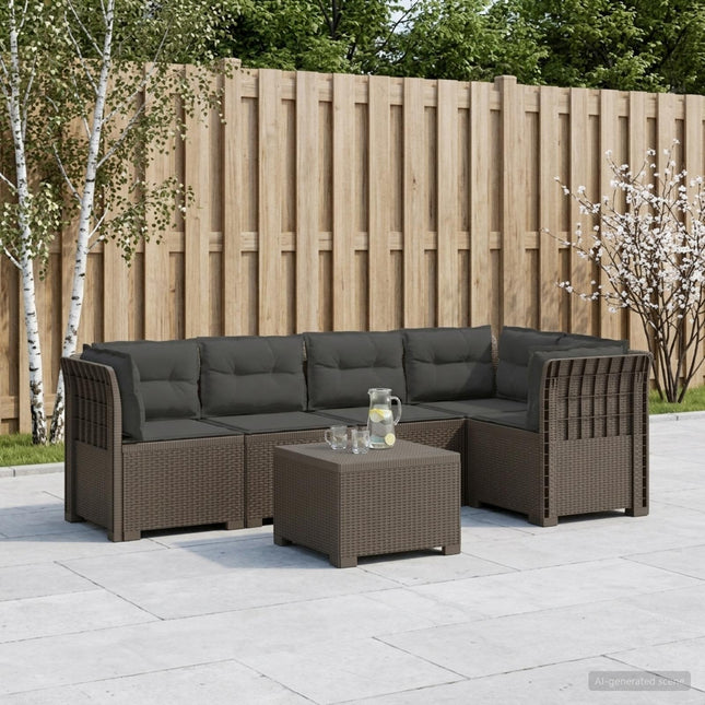 5-personers Havemøbel Sofa med Hynder Rattan Look PP Lysegrå