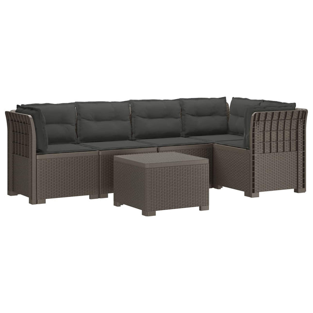 5-personers Havemøbel Sofa med Hynder Rattan Look PP Lysegrå