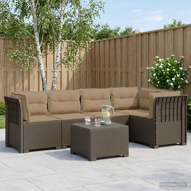 5-personers Havemøbel Sofa med Hynder Rattan Look PP Lysegrå