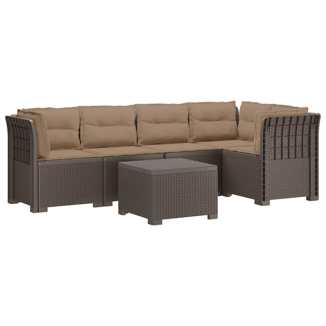 5-personers Havemøbel Sofa med Hynder Rattan Look PP Lysegrå