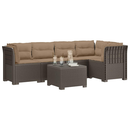 5-personers Havemøbel Sofa med Hynder Rattan Look PP Lysegrå