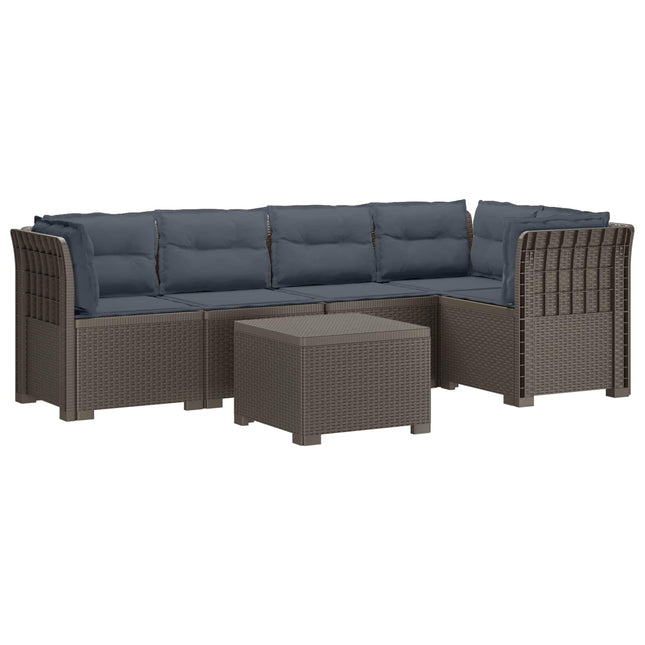 5-personers Havemøbel Sofa med Hynder Rattan Look PP Lysegrå