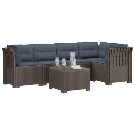 5-personers Havemøbel Sofa med Hynder Rattan Look PP Lysegrå