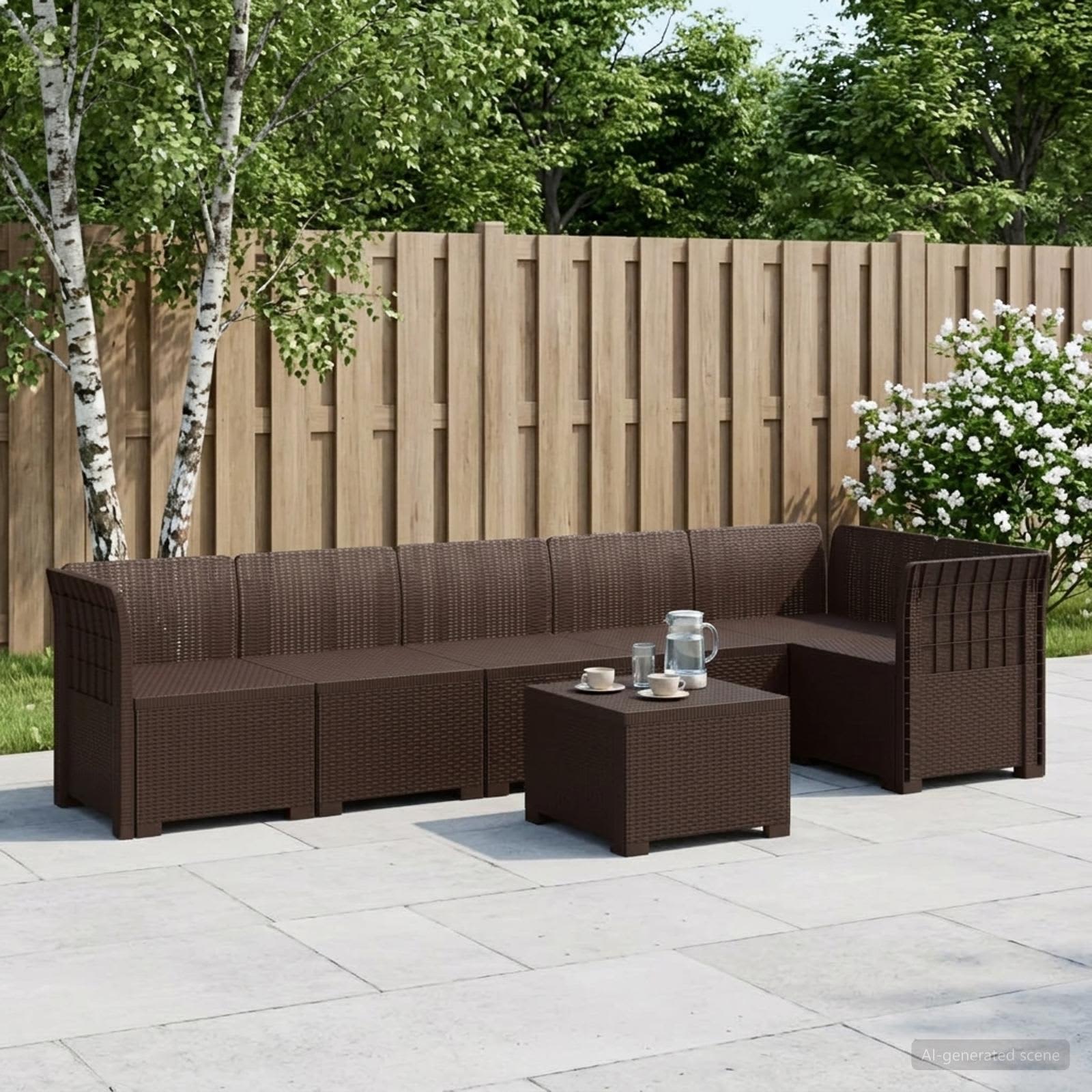 6-personers Have Sofa Rattan Look PP Brun