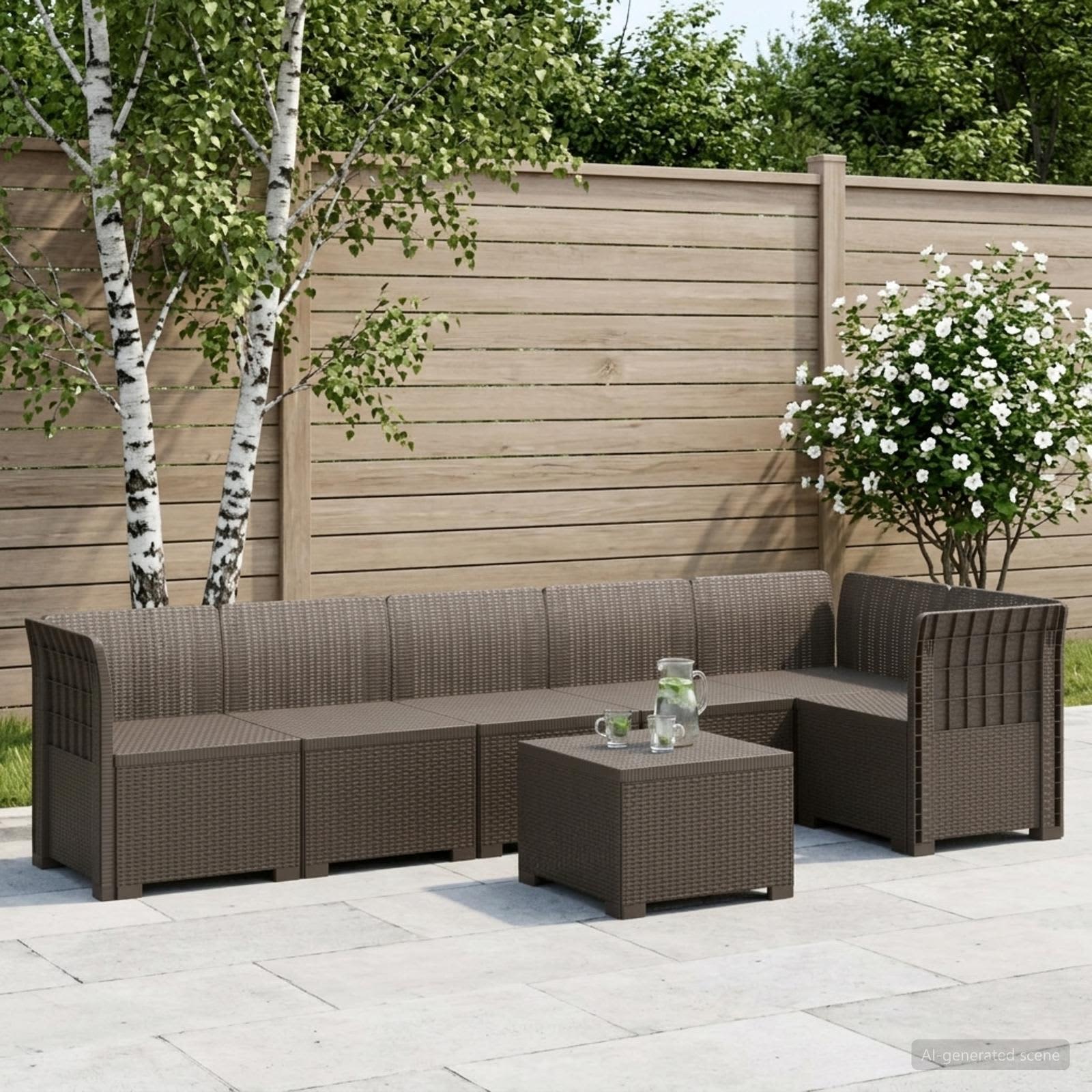 6-personers Have Sofa Rattan Look PP Lysegr