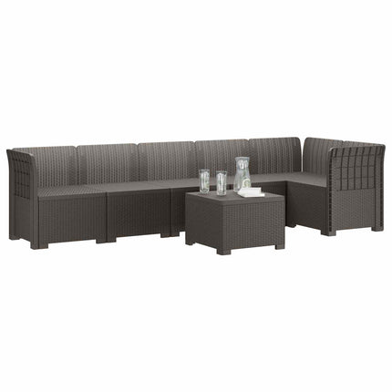 6-personers Have Sofa Rattan Look PP Lysegrå