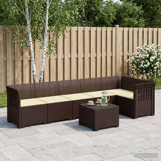 6-personers Have Sofa med Puder Rattan Look PP Brun