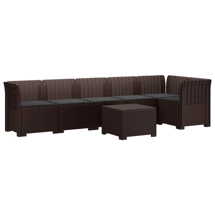 6-personers Have Sofa med Puder Rattan Look PP Brun