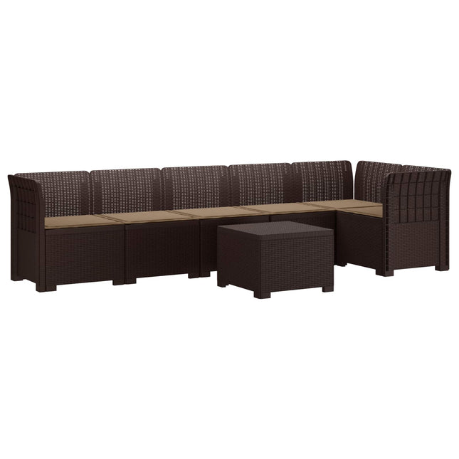 6-personers Have Sofa med Puder Rattan Look PP Brun