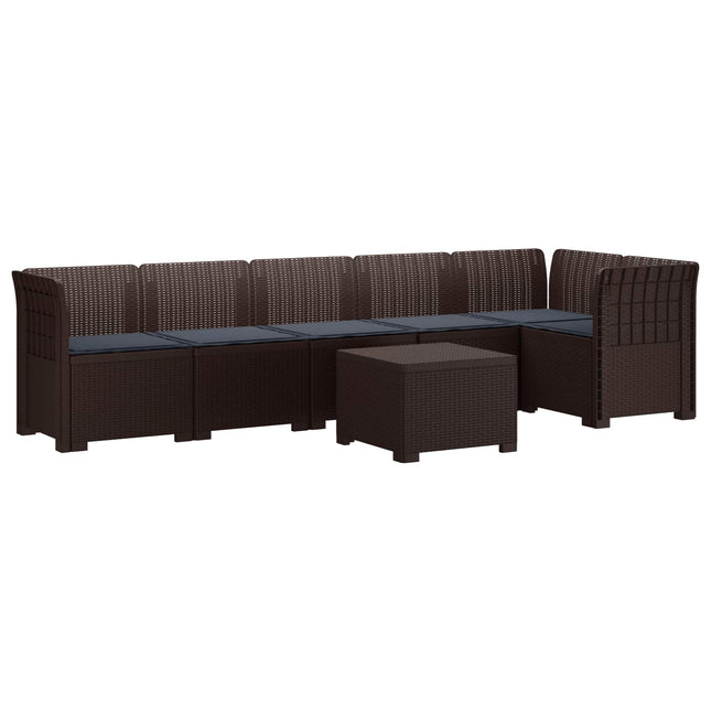 6-personers Have Sofa med Puder Rattan Look PP Brun