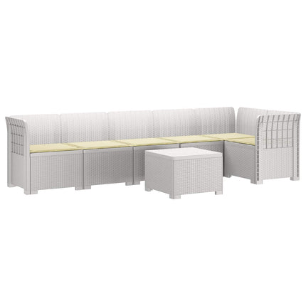 6-personers Have Sofa med Puder Rattan Look PP Hvid