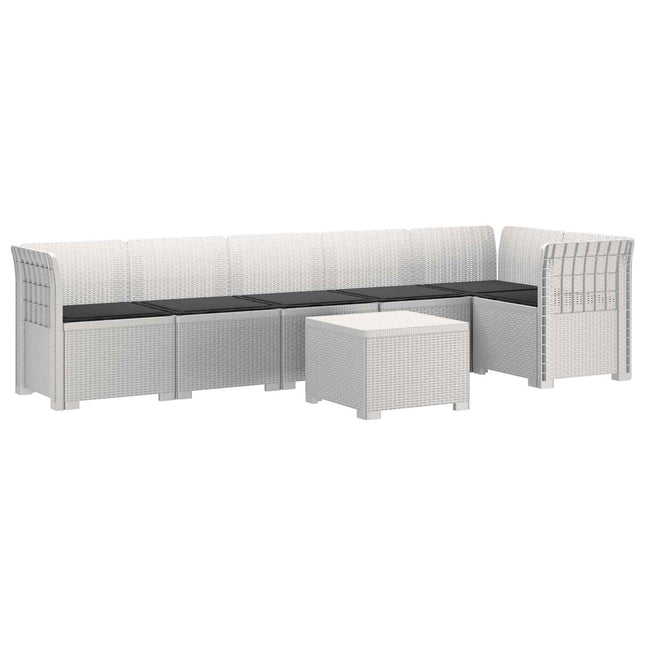 6-personers Have Sofa med Puder Rattan Look PP Hvid
