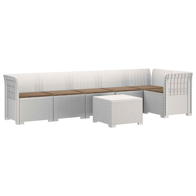 6-personers Have Sofa med Puder Rattan Look PP Hvid