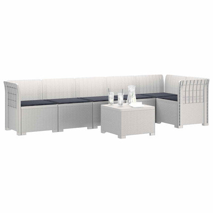 6-personers Have Sofa med Puder Rattan Look PP Hvid