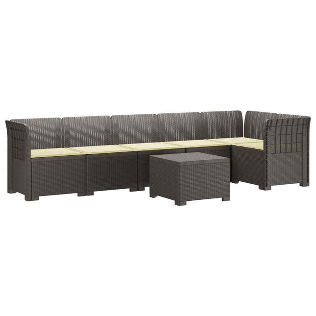 6-personers Have Sofa med Puder Rattan Look PP Lysegrå