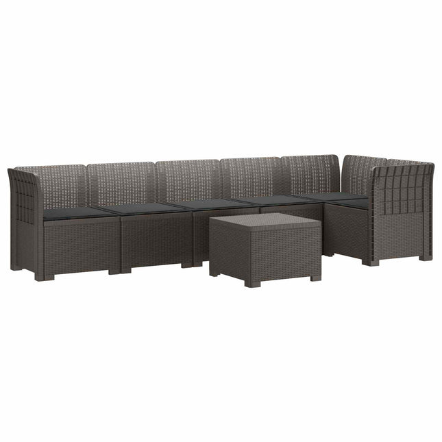 6-personers Have Sofa med Puder Rattan Look PP Lysegrå