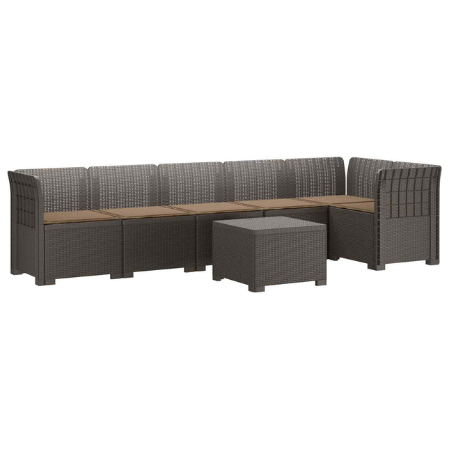 6-personers Have Sofa med Puder Rattan Look PP Lysegrå