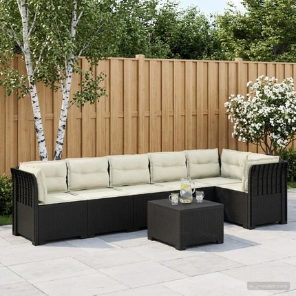 6-personers Have Sofa med Puder Rattan Look PP Antracit