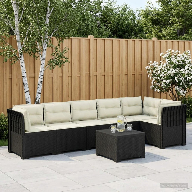 6-personers Have Sofa med Puder Rattan Look PP Antracit