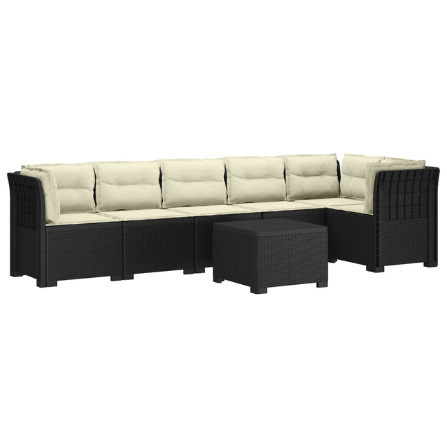 6-personers Have Sofa med Puder Rattan Look PP Antracit