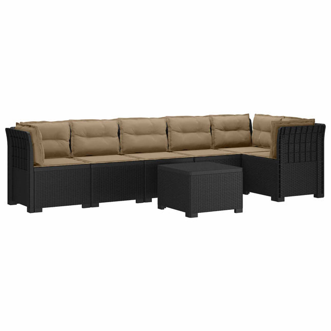 6-personers Have Sofa med Puder Rattan Look PP Antracit