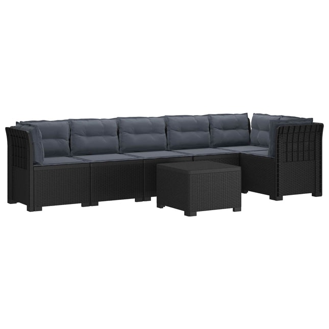 6-personers Have Sofa med Puder Rattan Look PP Antracit