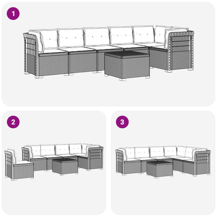 6-personers Have Sofa med Puder Rattan Look PP Brun