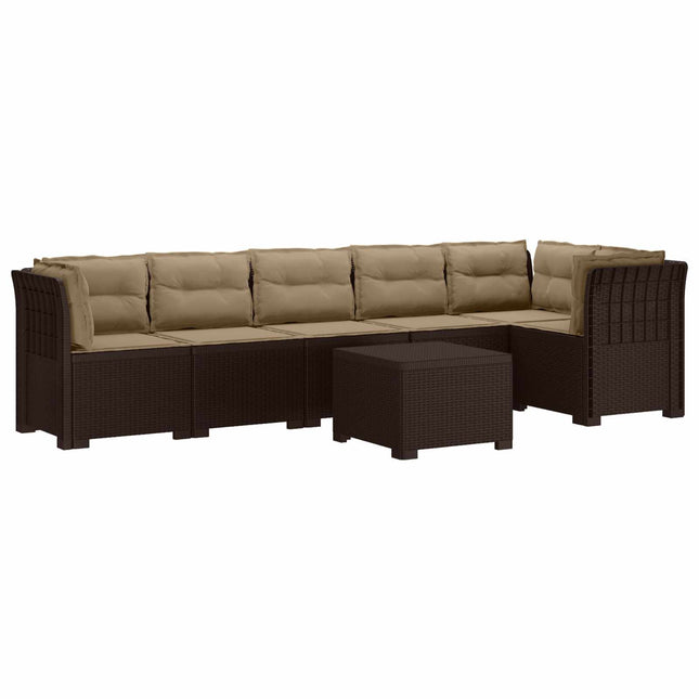 6-personers Have Sofa med Puder Rattan Look PP Brun